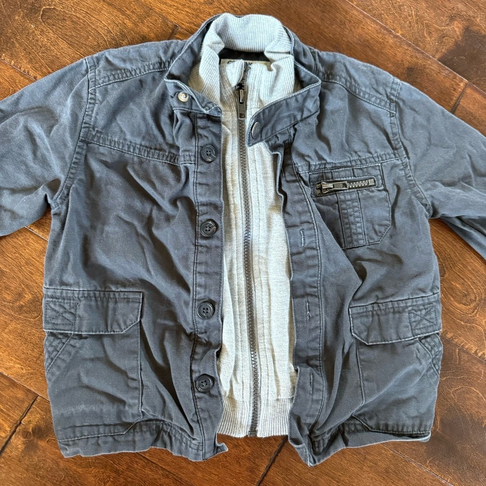 Genuine Kids Oshkosh Boys 4T Shacket Jacket Sweatshirt Gray Zip Up